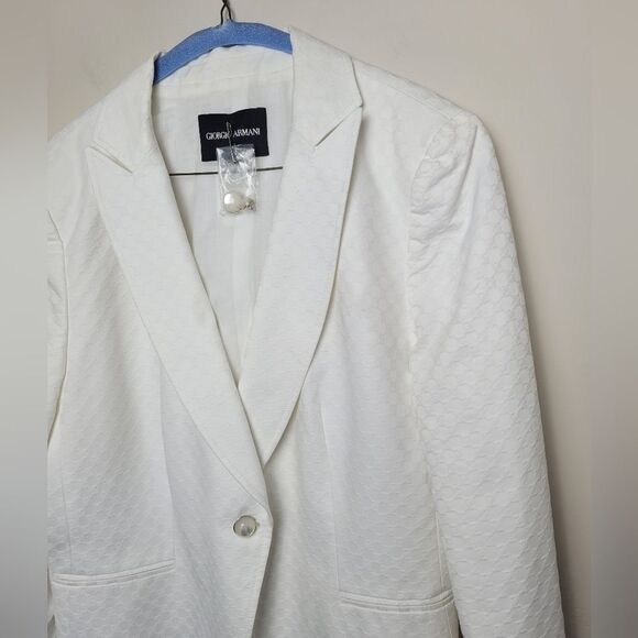 Giorgio Armani Black Label White Cotton Blazer Suit Jacket Lined Designer EU 48 - Picture 6 of 16